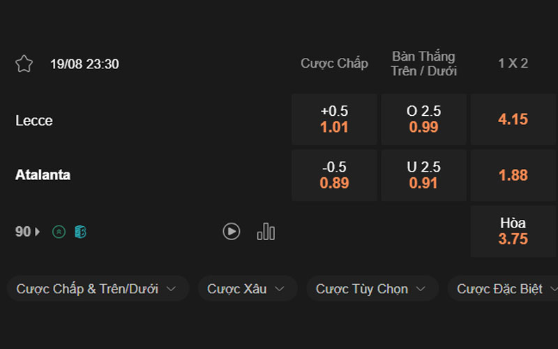 Soi kèo giữa Lecce vs Atalanta lúc 23h30 ngày 19/08